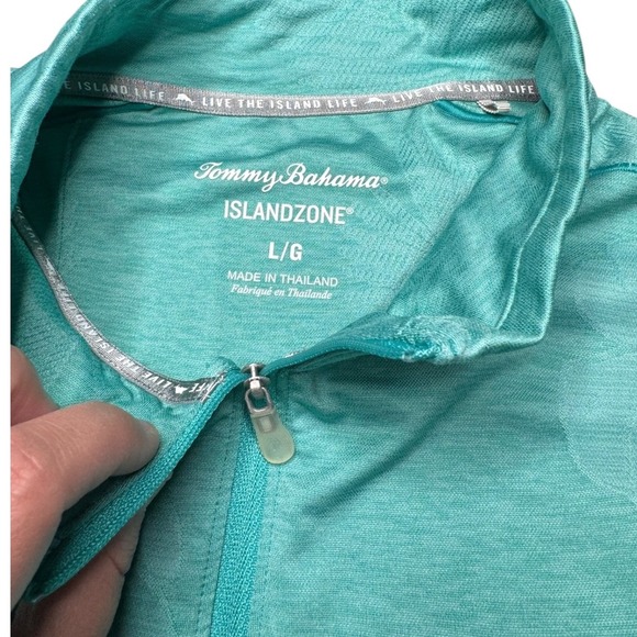 Tommy Bahama Delray Frond 1/4 zip Green Men's Large Island Zone Lightweight - Picture 3 of 7